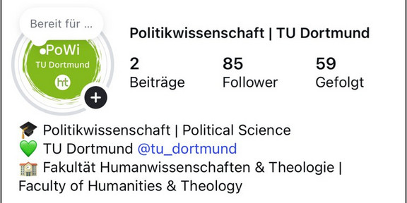 Screenshot of TU Dortmund's Political Science's insta account