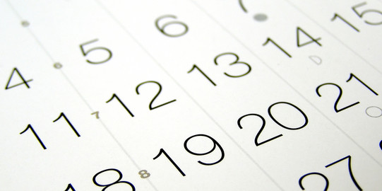 Dates of a calendar in detail